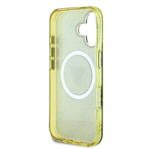  iPhone 16 Barna Guess IML 4G Glitter és Háromszög Logós MagSafe tok - 6