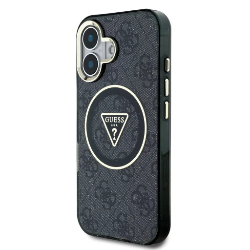  iPhone 16 Fekete Guess IML 4G Glitter és Triangle Logo MagSafe tok - 2