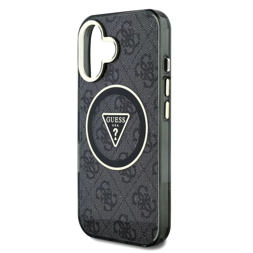  iPhone 16 Fekete Guess IML 4G Glitter és Triangle Logo MagSafe tok - 5