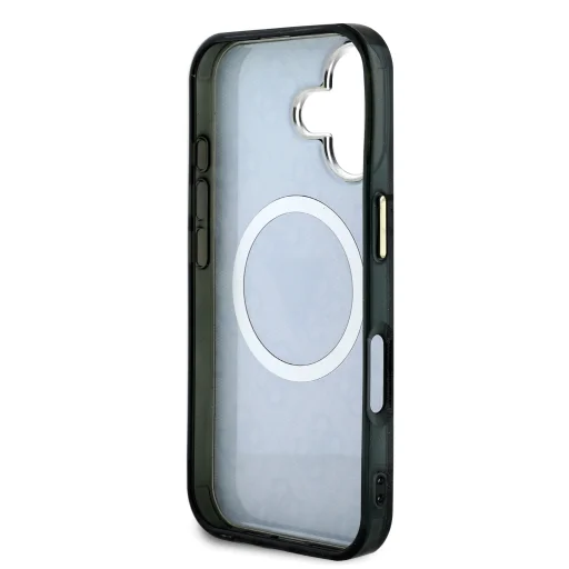  iPhone 16 Fekete Guess IML 4G Glitter és Triangle Logo MagSafe tok - 6