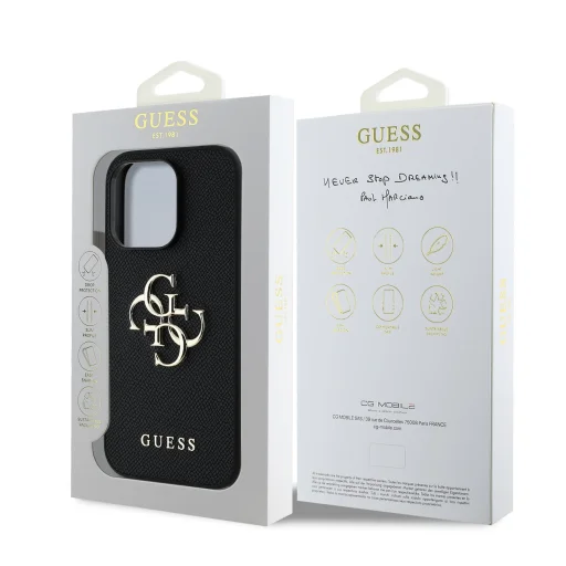 Guess PU Grained 4G Metal Logo tok iPhone 14 Pro fekete - 7
