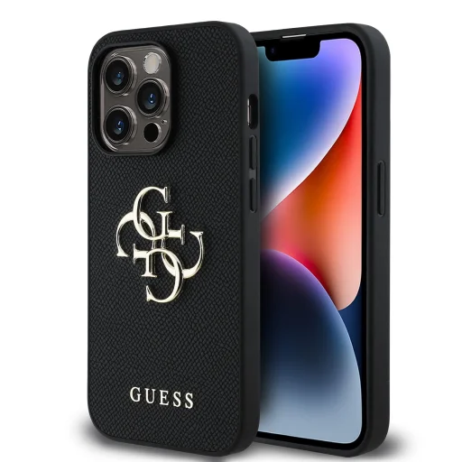 Guess PU Grained 4G Metal Logo tok iPhone 14 Pro fekete - 1