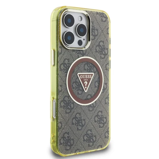  iPhone 16 Pro Max Barna Guess IML 4G Glitter and Triangle Logo MagSafe tok - 4