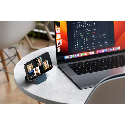 Satechi Vegán-bőr Mágneses Pénztárca Állvány (iPhone 12/13/14/15 összes modell) - Sötétkék magsafe - 6