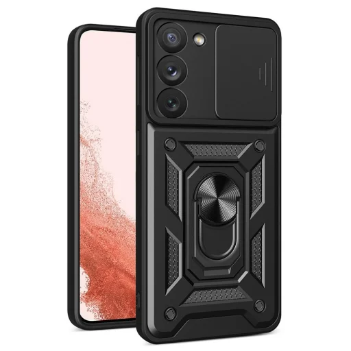 Hybrid Armor Camshield tok Samsung Galaxy S23+ páncélozott tok kameravédővel fekete - 1