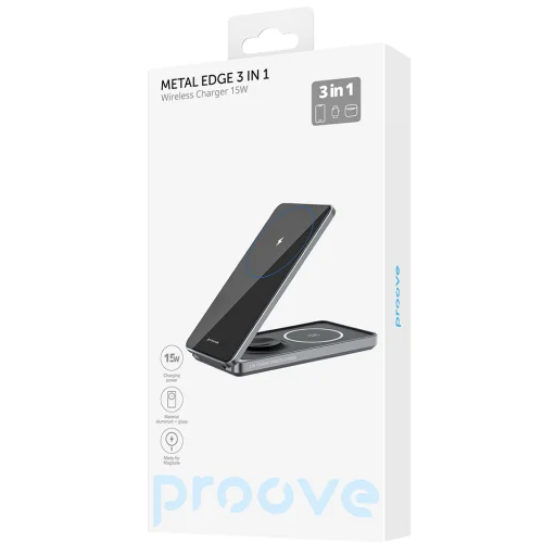Proove vezeték nélküli töltő Metal Edge 3 az 1-ben szürke töltőállomás - 5