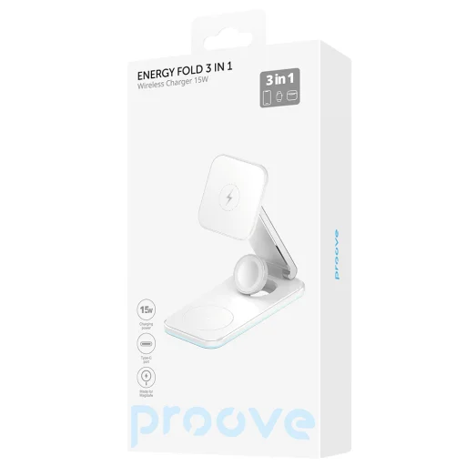 Proove vezeték nélküli töltő Energy Fold 3 az 1-ben fehér töltőállomás - 5
