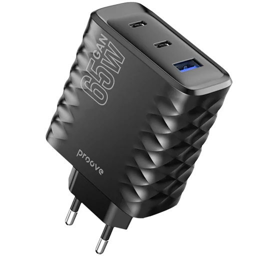Proove Speed Surge Gan 65W fekete fali töltő 2xUSB-C, 1xUSB-A - 1