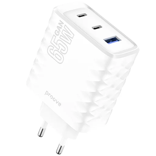 Proove Speed Surge Gan 65W fehér fali töltő, 2xUSB-C, 1xUSB-A - 1