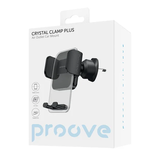Proove Crystal Clamp Plus szellőzőre erősíthető autós telefontartó fekete - 2
