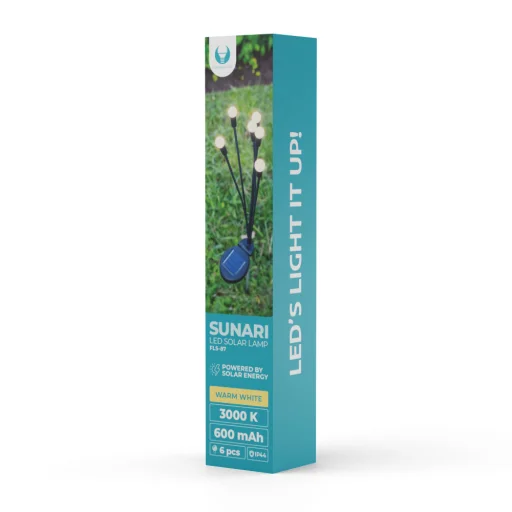 SUNARI Napelemes Lámpa LED FLS-87 napenergia szentjánosbogarak x6 3000K 600mAh Li-Ion Örök Világítás - 3