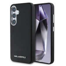 Karl Lagerfeld PU Saffiano Fém Logo és Keret Samsung Galaxy S25+ tok Fekete