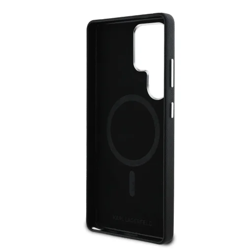 Samsung Galaxy S25 Ultra Karl Lagerfeld PU Saffiano Metal Logo és Keretes tok Fekete tok - 6