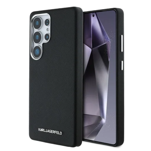 Samsung Galaxy S25 Ultra Karl Lagerfeld PU Saffiano Metal Logo és Keretes tok Fekete tok - 1