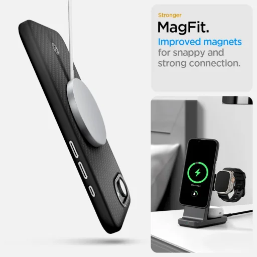 iPhone 16e Matt Fekete Spigen Enzo Aramid Mag Magsafe tok - 14