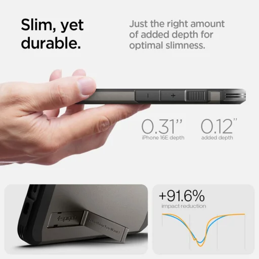  iPhone 16e Spigen Tough Armor Mag Magsafe szürke gunmetal tok - 17
