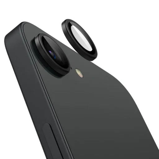 iPhone 16e Spigen Optik Pro Glas.tr „ez Fit” kamera védő 2-csomag fekete kerettel, üvegfólia - 3