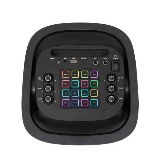 SAL PAR2100BT party hangdoboz, 80W, beépített akkumulátorral és LED fénnyel, BT TWS kapcsolat, USB/microSD zenelejátszás, FM rádió, karaoke, AUX és mikrofon bemenetek, két darab bass-reflex mélysugárzó, 2-utas, 3 hangszóró - 3