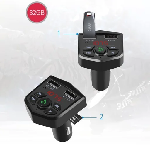 Univerzális szivargyújtós FM Transmitter 2xUSB aljzattal fekete - 4