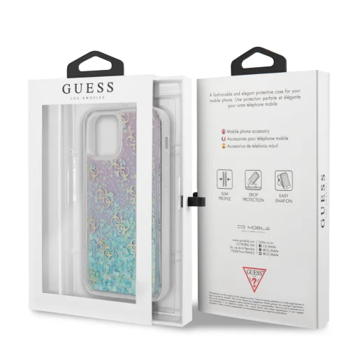 iPhone 12 mini Guess GUHCP12SLG4GGBLPI Liquid Glitter Hearts tok irizáló - 5