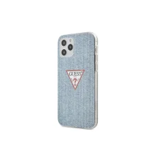 iPhone 12 Pro MAX Guess GUHCP12LPCUJULLB Denim Triangle tok világoskék
