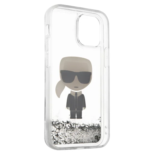 iPhone 12 mini Karl Lagerfeld KLHCP12SGLIKSL Iconic Liquid Glitter tok áttetsző/ ezüst - 4