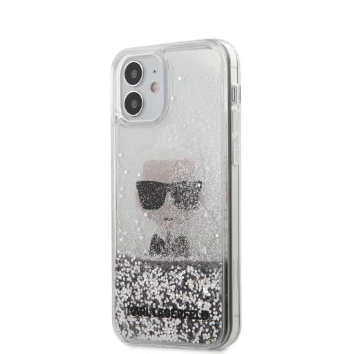 iPhone 12 mini Karl Lagerfeld KLHCP12SGLIKSL Iconic Liquid Glitter tok áttetsző/ ezüst - 1