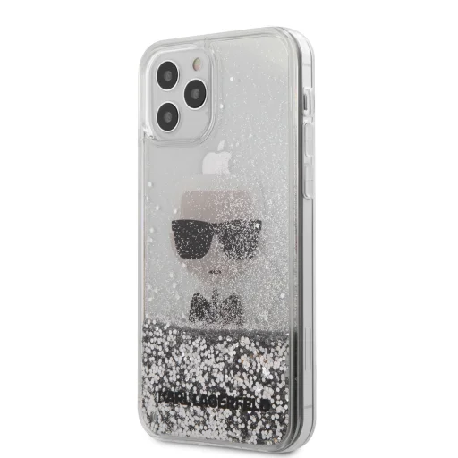 iPhone 12 Pro MAX Karl Lagerfeld KLHCP12LGLIKSL Iconic Liquid Glitter tok áttetsző/ ezüst - 2