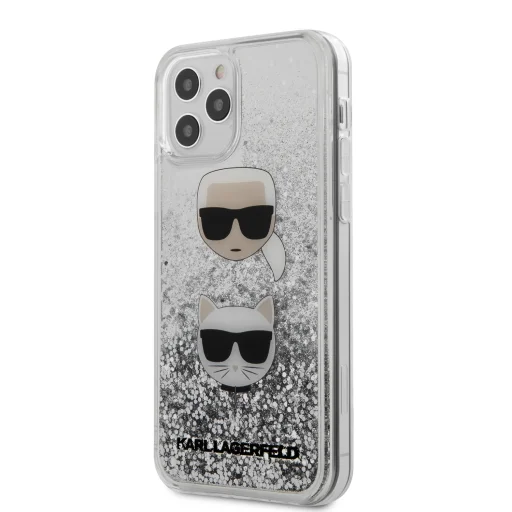 iPhone 12/ 12 Pro Karl Lagerfeld KLHCP12MKCGLSL Liquid Glitter 2 Heads tok áttetsző/ ezüst - 2
