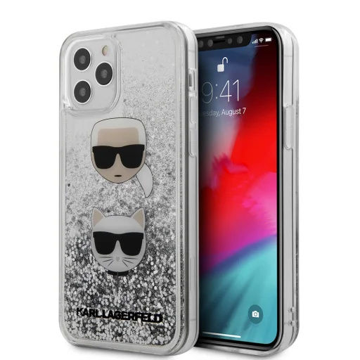 iPhone 12/ 12 Pro Karl Lagerfeld KLHCP12MKCGLSL Liquid Glitter 2 Heads tok áttetsző/ ezüst - 1