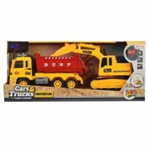 Kamion és markoló 36cm gyerekjáték, játékautó - 1