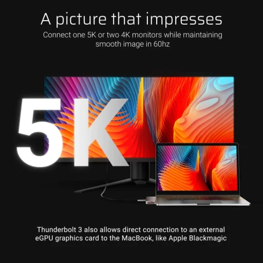 Green Cell HUB GC Connect60 8in1 (Thunderbolt 3, USB-C, HDMI, 3x USB 3.0, SD, microSD) MacBook Pro 13 - 6