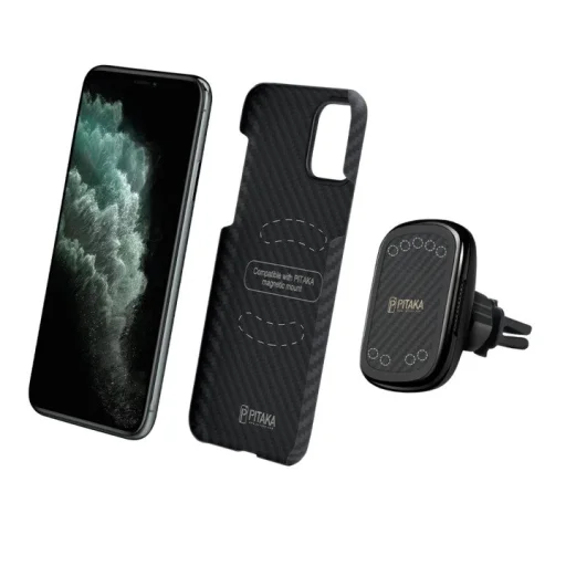 PITAKA MagEz Mount Qi Univerzális szellőzőre helyezhető mágneses autós telefontartó és vezeték nélküli Qi töltő fekete (CM3001Q) - 7