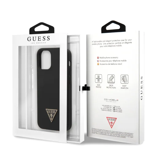 iPhone 12 mini Guess GUHCP12SLSTMBK  Metal Triangle szilikon tok fekete - 8