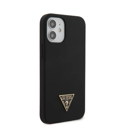 iPhone 12 mini Guess GUHCP12SLSTMBK  Metal Triangle szilikon tok fekete - 2