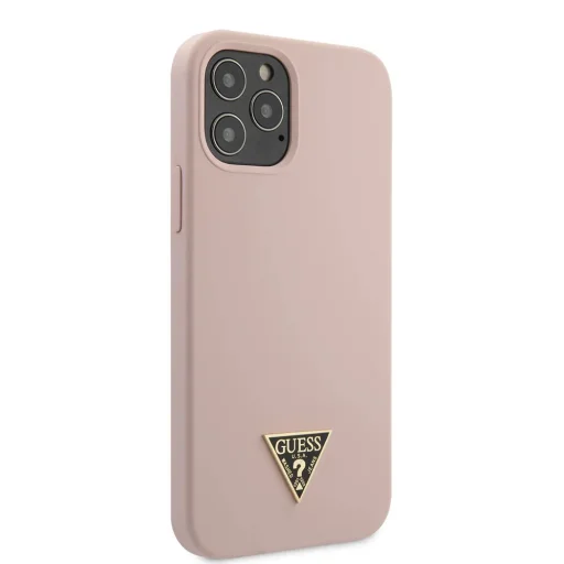 iPhone 12/ 12 Pro Guess GUHCP12MLSTMLP Metal Triangle szilikon tok Light Pink - 2