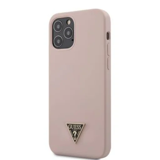 iPhone 12/ 12 Pro Guess GUHCP12MLSTMLP Metal Triangle szilikon tok Light Pink - 1