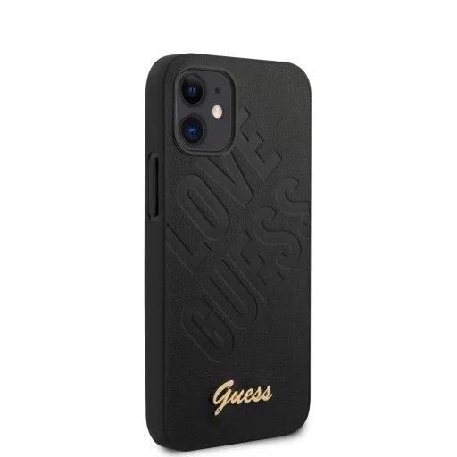 iPhone 12 mini Guess GUHCP12SPUILGBK Iridescent Love szilikon tok fekete - 3