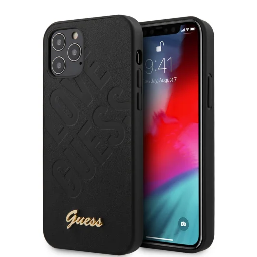 iPhone 12/ 12 Pro Guess GUHCP12MPUILGBK Iridescent Love szilikon tok fekete - 2