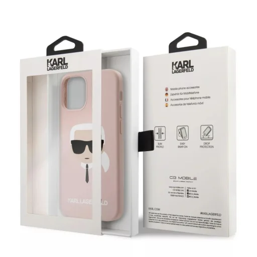 iPhone 12/12 Pro Karl Lagerfeld Head Silicone KLHCP12MSLKHLP tok Light Pink - 4