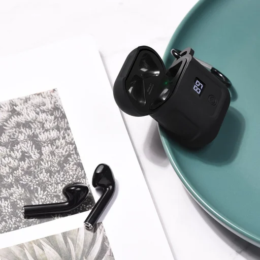 HOCO S11 TWS vezeték nélküli bluetooth headset fülhallgató fekete + fekete szilikon tok - 4