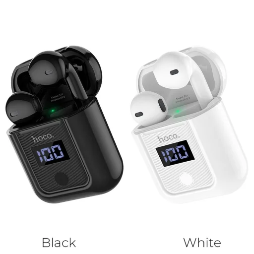 HOCO S11 TWS vezeték nélküli bluetooth headset fülhallgató fekete + fekete szilikon tok - 5