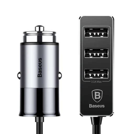 Baseus Enjoy autós szivargyújtós töltő 4 USB aljzattal 5.5A szürke színben (CCTON-0G) - 1