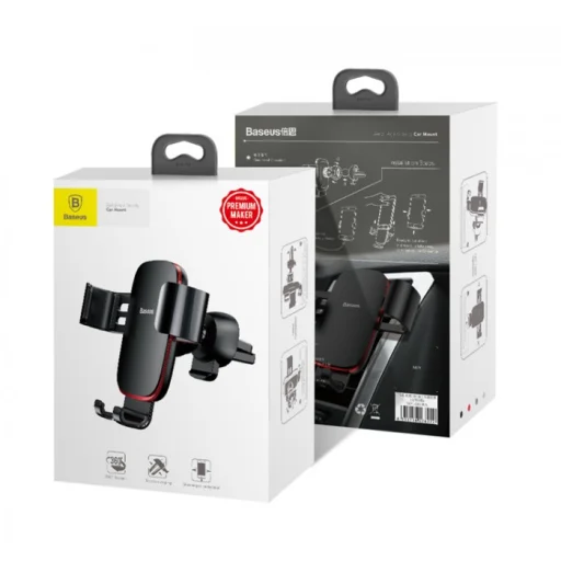 Baseus Metal Age Gravity univerzális szellőzőre erősíthető autós telefontartó fekete színben (SUYL-D01) - 4