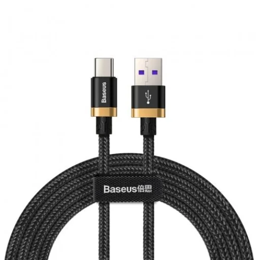 Baseus Purple Gold Red USB/USB-C nylon harisnyázott kábel 40W gyorstöltési teljesítménnyel QC3.0 2m fekete (CATZH-BV1) - 1