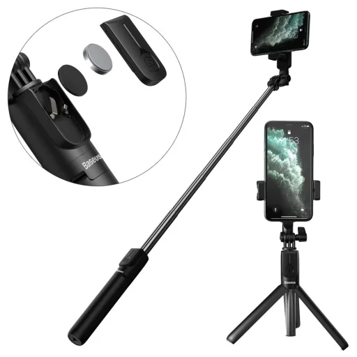 Baseus Selfie bot és teleszkópos tripod állvány bluetooth kioldóval fekete (SUDYZP-F01) - 1
