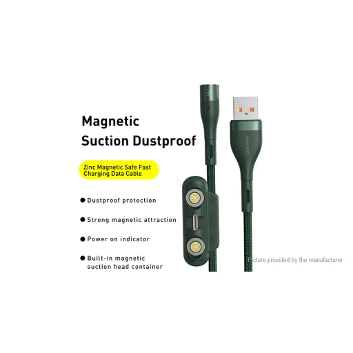 Baseus Zinc mágneses kábel USB + Csatlakozóvég szett 3A 1m zöld (CA1T3-A06) - 3
