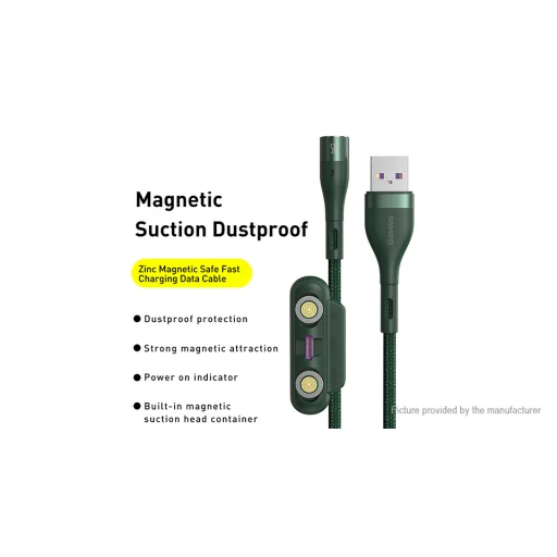 Baseus Zinc mágneses kábel USB + Csatlakozóvég szett AFC 5A 1m zöld (CA1T3-B06) - 3