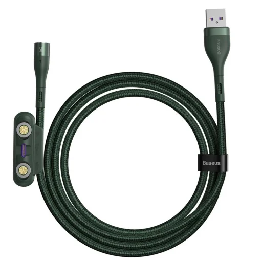 Baseus Zinc mágneses kábel USB + Csatlakozóvég szett AFC 5A 1m zöld (CA1T3-B06) - 1