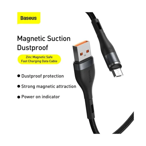 Baseus Zinc mágneses kábel USB/Micro USB 2.1A 1m fekete/szürke (CAMXC-KG1) - 4